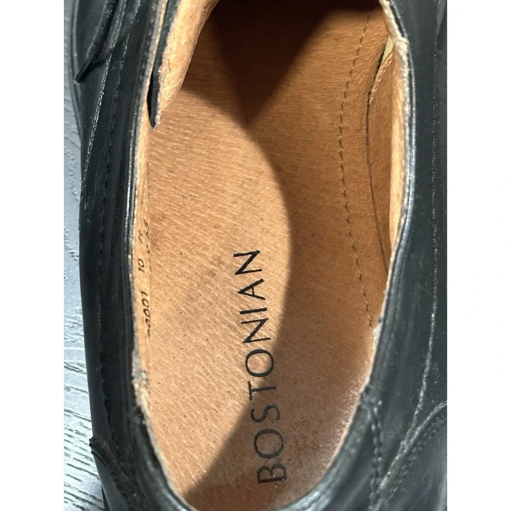 Y2K Bostonian Oxford Black Leather Split Toe Dress Shoes Men's Size 10 Italy